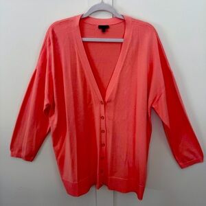 Coral Button-Up Women's Sweater